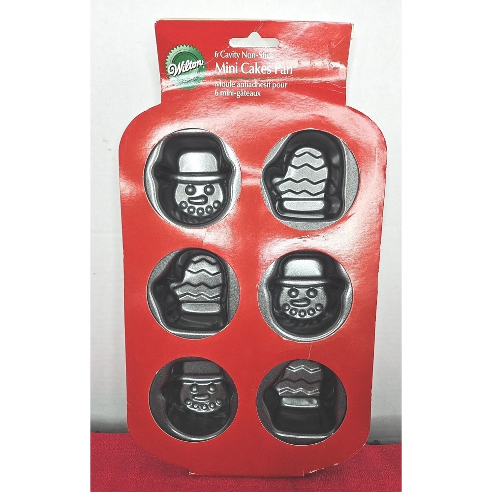 Wilton: 6 CAVITY HOLIDAY MITTEN SNOWMEN‎ MINI CAKE PAN #2105-3513 NEW  Christmas